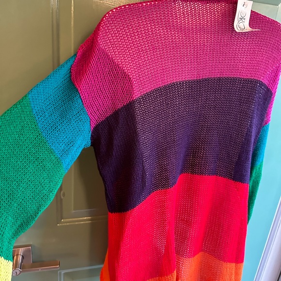 Rainbow Stripe colorful lightweight sweater NWT by Rokoko size small - Picture 8 of 9